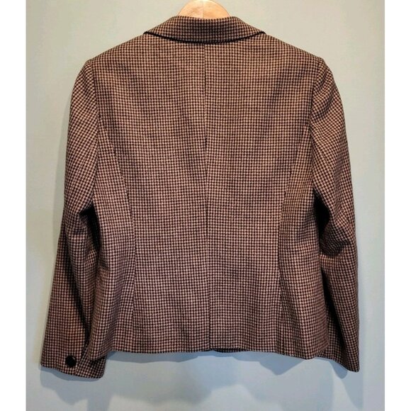 Vintage Talbots Brown Houndstooth 3 Button Wool Blazer Sz 12 - Picture 6 of 9